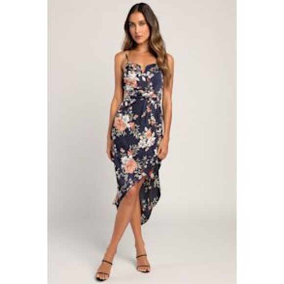 Lulus Dresses & Skirts - Lulus Women My Favorite Day Tulip Skirt Midi Dress Blue Basic Sleeved Large